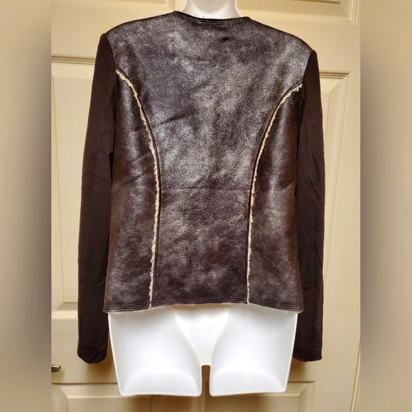 Ella Moss Womens Metallic Collarless Long Sleeve Side Zip Jacket Silver Size M - Picture 8 of 12